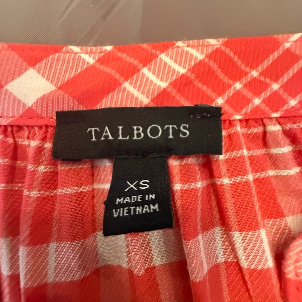 NWOT Talbots Women's Band Collar Red Plaid Tunic Blouse Size XS MSRP $79 - Picture 5 of 9